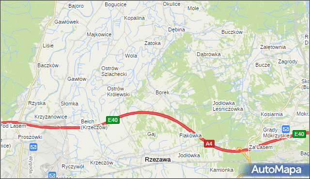 mapa Borek gmina Rzezawa, Borek gmina Rzezawa na mapie Targeo