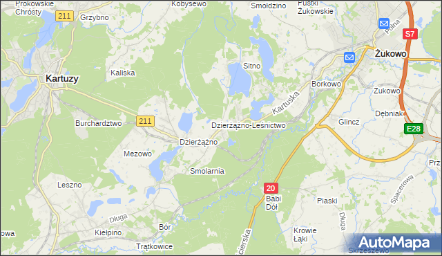 mapa Borowo gmina Kartuzy, Borowo gmina Kartuzy na mapie Targeo