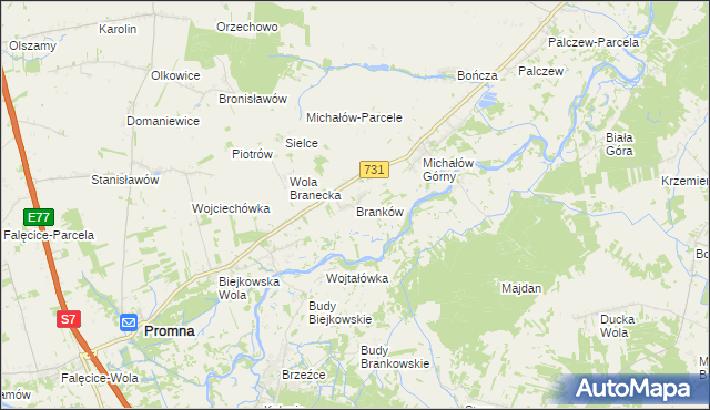 mapa Branków, Branków na mapie Targeo