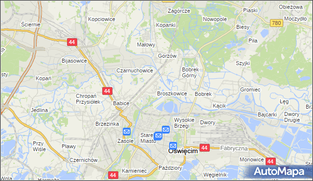 mapa Broszkowice, Broszkowice na mapie Targeo