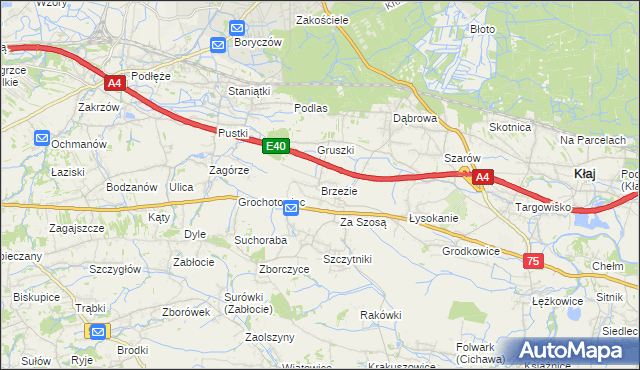 mapa Brzezie gmina Kłaj, Brzezie gmina Kłaj na mapie Targeo