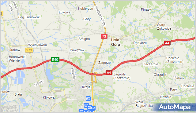 mapa Brzozówka gmina Lisia Góra, Brzozówka gmina Lisia Góra na mapie Targeo