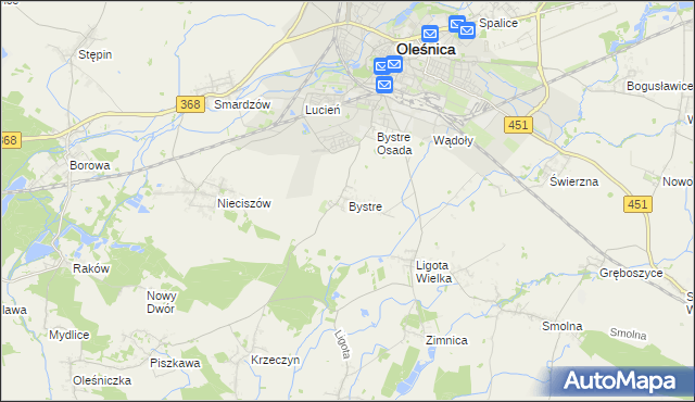 mapa Bystre gmina Oleśnica, Bystre gmina Oleśnica na mapie Targeo
