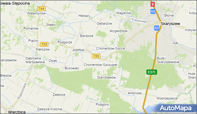 mapa Chomentów-Puszcz, Chomentów-Puszcz na mapie Targeo