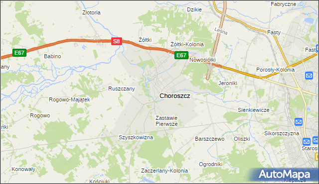 mapa Choroszcz, Choroszcz na mapie Targeo