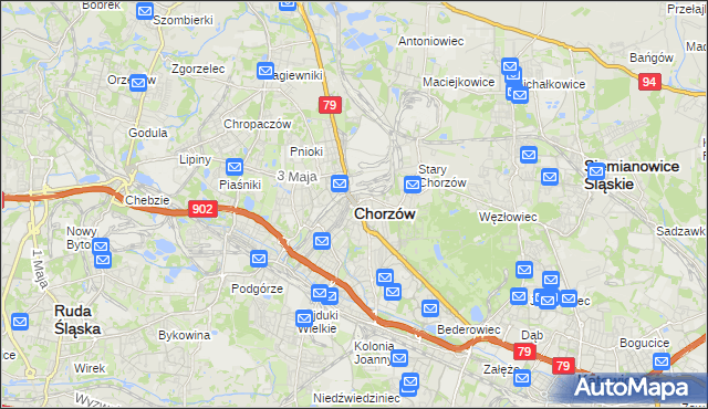 mapa Chorzów, Chorzów na mapie Targeo