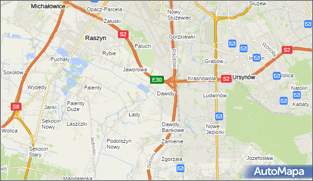 mapa Dawidy gmina Raszyn, Dawidy gmina Raszyn na mapie Targeo