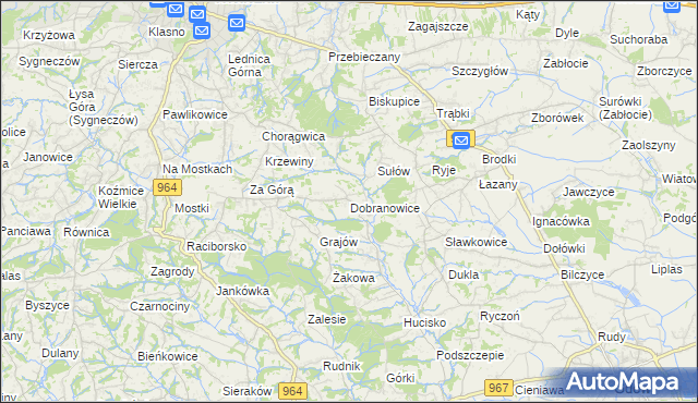 mapa Dobranowice gmina Wieliczka, Dobranowice gmina Wieliczka na mapie Targeo