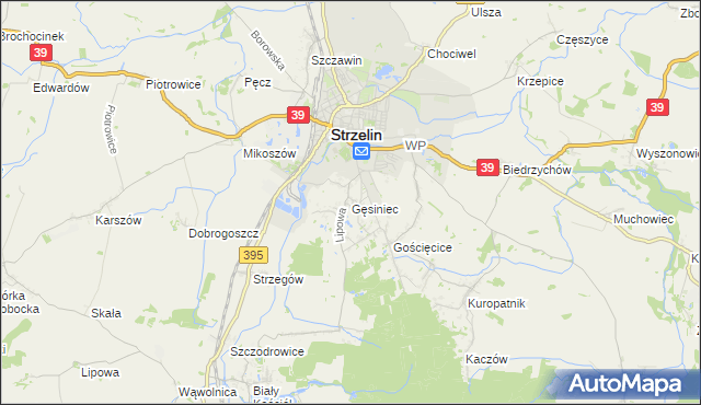 mapa Gęsiniec, Gęsiniec na mapie Targeo