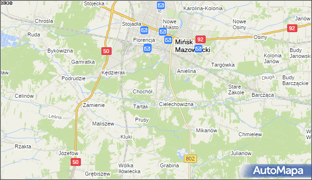 mapa Gliniak, Gliniak na mapie Targeo