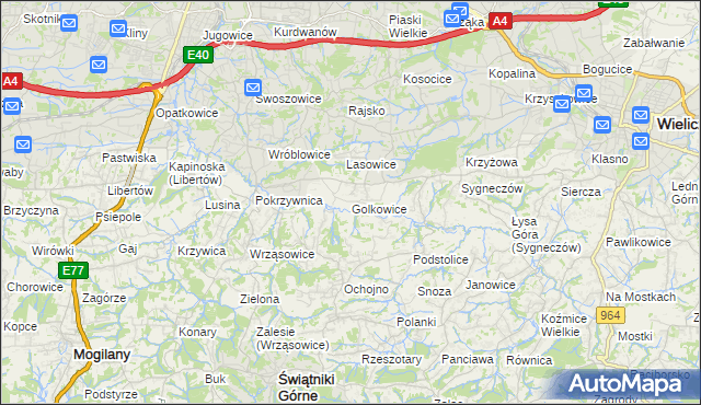 mapa Golkowice, Golkowice na mapie Targeo