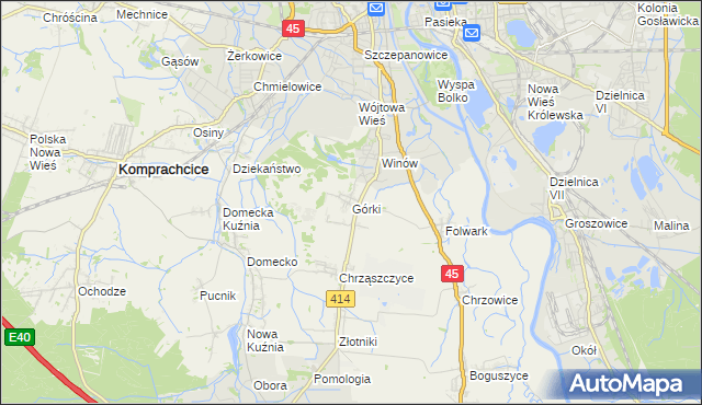 mapa Górki gmina Prószków, Górki gmina Prószków na mapie Targeo