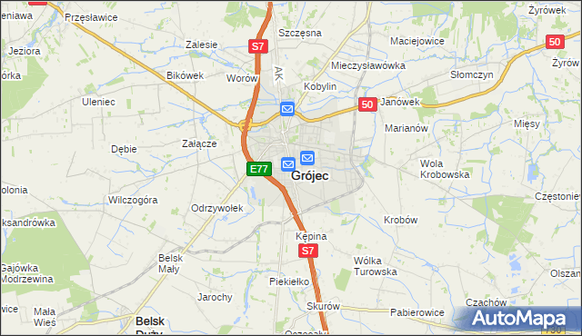 mapa Grójec, Grójec na mapie Targeo