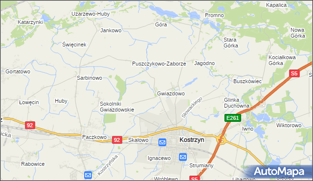 mapa Gwiazdowo gmina Kostrzyn, Gwiazdowo gmina Kostrzyn na mapie Targeo