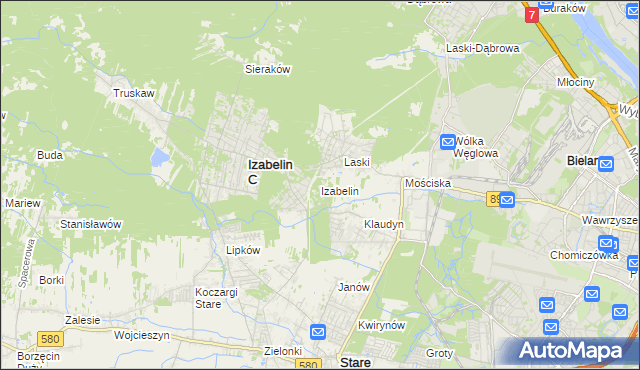 mapa Izabelin powiat warszawski zachodni, Izabelin powiat warszawski zachodni na mapie Targeo