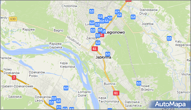 mapa Jabłonna powiat legionowski, Jabłonna powiat legionowski na mapie Targeo
