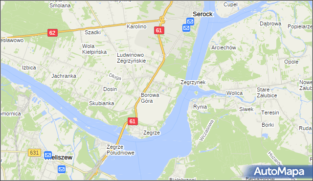 mapa Jadwisin gmina Serock, Jadwisin gmina Serock na mapie Targeo