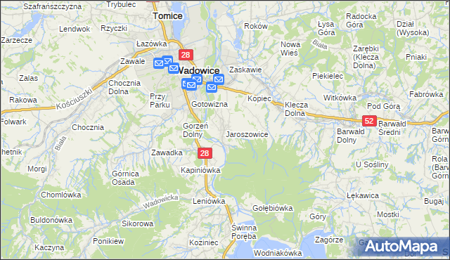 mapa Jaroszowice, Jaroszowice na mapie Targeo