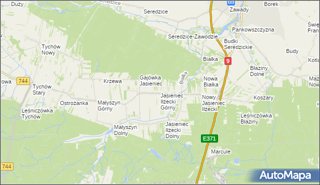 mapa Jasieniec Iłżecki Górny, Jasieniec Iłżecki Górny na mapie Targeo