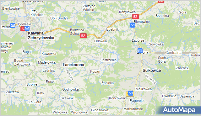 mapa Jastrzębia gmina Lanckorona, Jastrzębia gmina Lanckorona na mapie Targeo