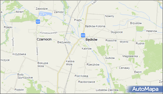 mapa Kalinów gmina Będków, Kalinów gmina Będków na mapie Targeo