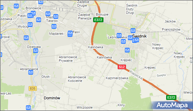 mapa Kalinówka gmina Głusk, Kalinówka gmina Głusk na mapie Targeo