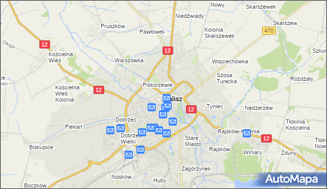 mapa Kalisza, Kalisz na mapie Targeo