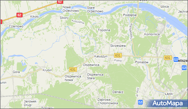 mapa Kałuszyn gmina Wieliszew, Kałuszyn gmina Wieliszew na mapie Targeo