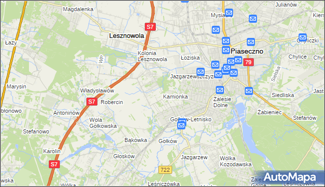 mapa Kamionka gmina Piaseczno, Kamionka gmina Piaseczno na mapie Targeo