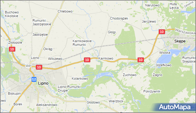 mapa Karnkowo gmina Lipno, Karnkowo gmina Lipno na mapie Targeo