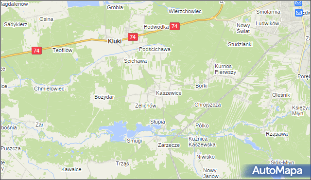 mapa Kaszewice, Kaszewice na mapie Targeo