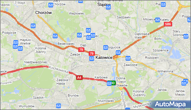 mapa Katowic, Katowice na mapie Targeo