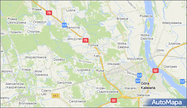 mapa Kąty gmina Góra Kalwaria, Kąty gmina Góra Kalwaria na mapie Targeo