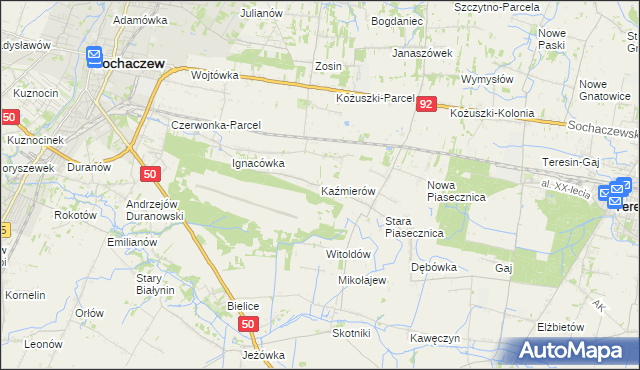 mapa Kaźmierów gmina Sochaczew, Kaźmierów gmina Sochaczew na mapie Targeo