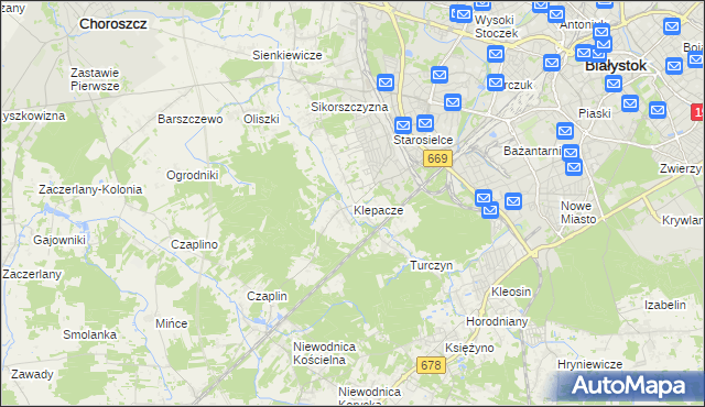 mapa Klepacze gmina Choroszcz, Klepacze gmina Choroszcz na mapie Targeo