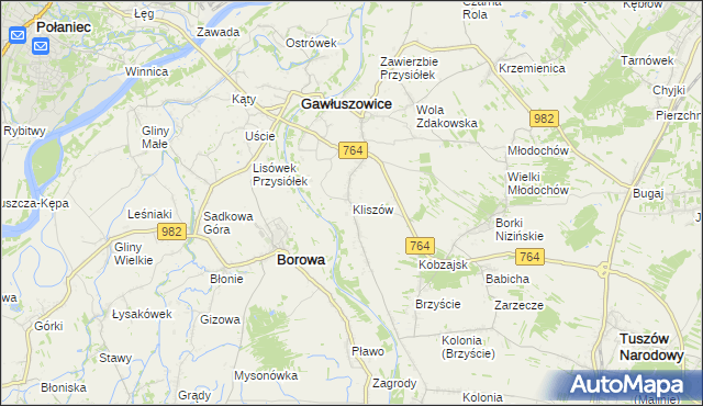 mapa Kliszów gmina Gawłuszowice, Kliszów gmina Gawłuszowice na mapie Targeo