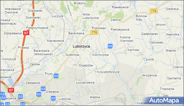 mapa Kocmyrzów, Kocmyrzów na mapie Targeo