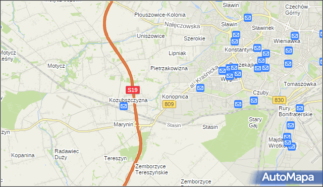 mapa Konopnica powiat lubelski, Konopnica powiat lubelski na mapie Targeo