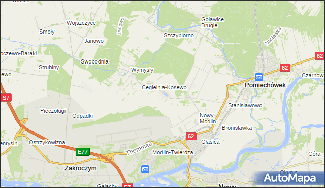 mapa Kosewo gmina Pomiechówek, Kosewo gmina Pomiechówek na mapie Targeo