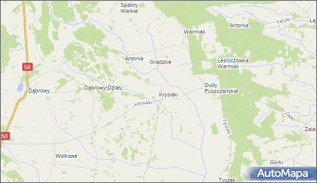 mapa Krysiaki gmina Myszyniec, Krysiaki gmina Myszyniec na mapie Targeo