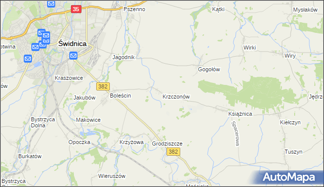 mapa Krzczonów gmina Świdnica, Krzczonów gmina Świdnica na mapie Targeo