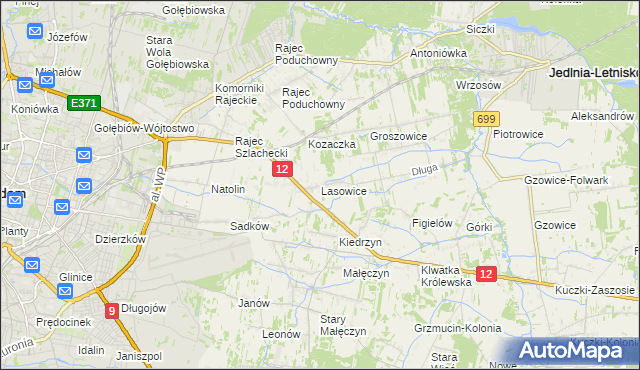 mapa Lasowice gmina Jedlnia-Letnisko, Lasowice gmina Jedlnia-Letnisko na mapie Targeo