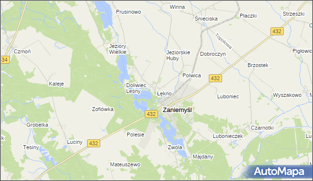 mapa Łękno, Łękno na mapie Targeo