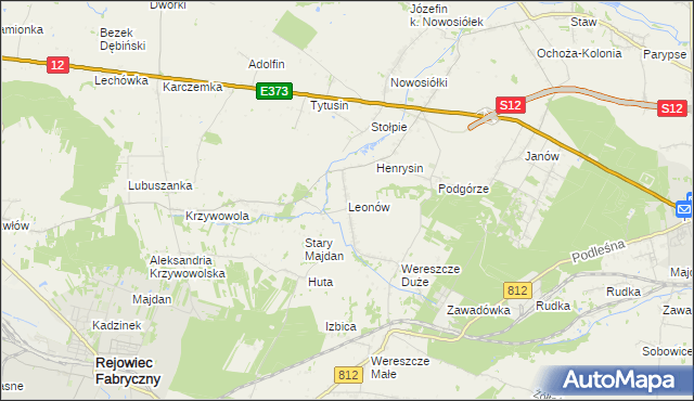 mapa Leonów gmina Rejowiec, Leonów gmina Rejowiec na mapie Targeo