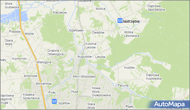 mapa Lesiów, Lesiów na mapie Targeo