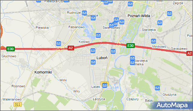 mapa Luboń powiat poznański, Luboń powiat poznański na mapie Targeo