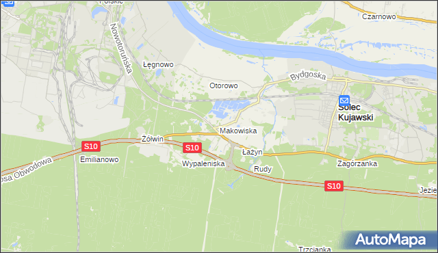 mapa Makowiska gmina Solec Kujawski, Makowiska gmina Solec Kujawski na mapie Targeo