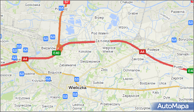 mapa Mała Wieś gmina Wieliczka, Mała Wieś gmina Wieliczka na mapie Targeo