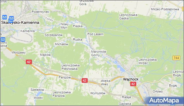 mapa Marcinków gmina Wąchock, Marcinków gmina Wąchock na mapie Targeo