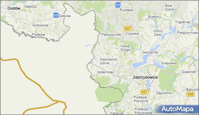 mapa Marklowice Górne, Marklowice Górne na mapie Targeo